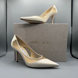 Jimmy Choo Love Leather Mesh Pumps